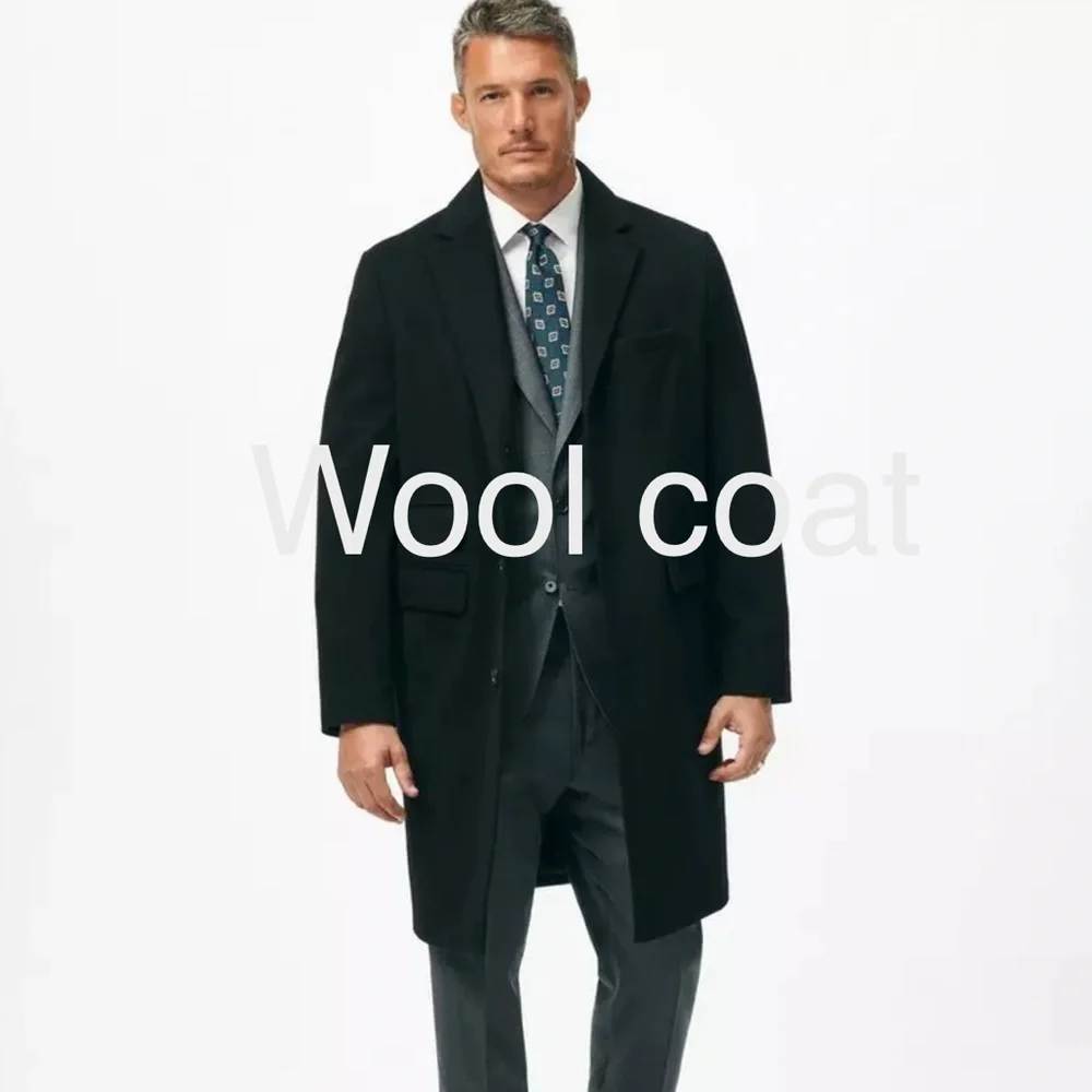 #7 BROOKS BROTHERS 100 PERCENT WOOL LONG MEN’S COAT NAVY BLUE